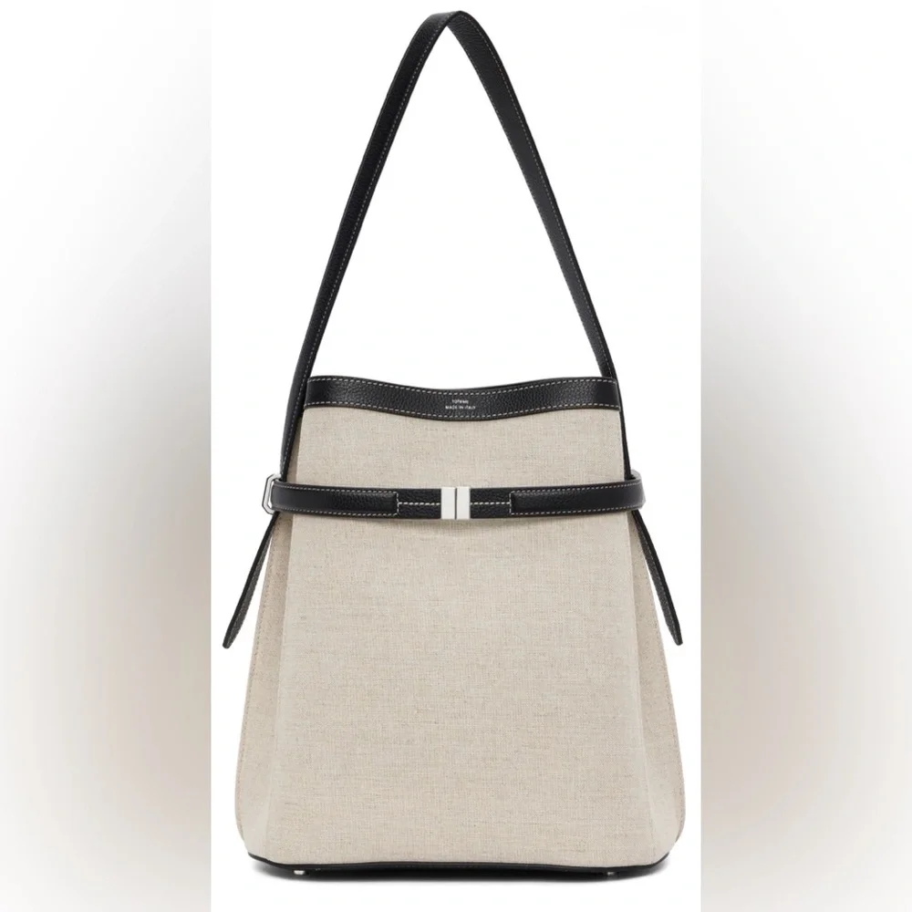 Toteme Belted Backed Bag, Canvas Black Leather - Picture 1 of 17